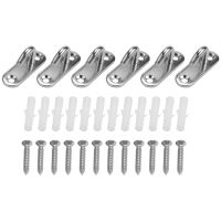 6 Pack Stainless Steel Ceiling Hooks M5 Oval Open Hooks Pad Eye Plate Anchor Screw Wall Mount Hook for Plant Basket