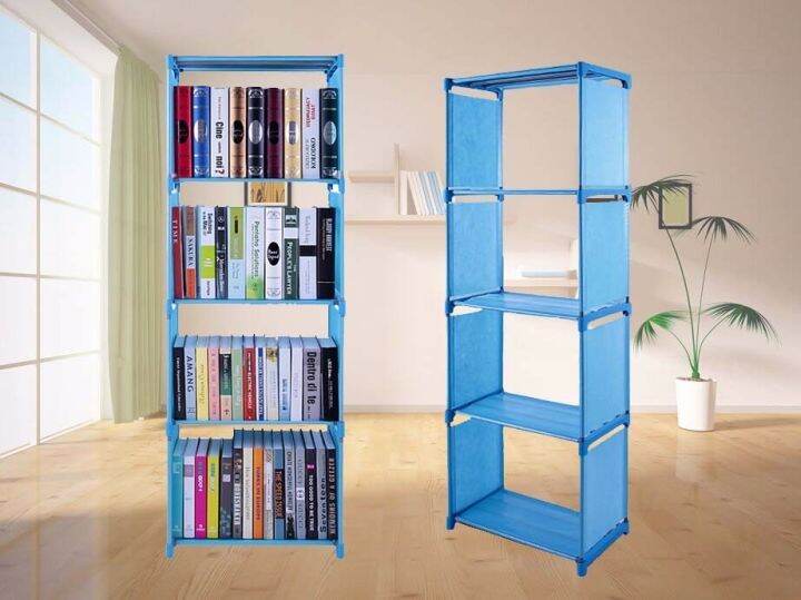 4 Gird DIY Multilayer Lightweight Plastic Book Shelf Shelving