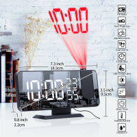 180 ° RotationProjection นาฬิกาปลุกดิจิตอลอุณหภูมิความชื้นวิทยุ FM Snooze เดสก์ท็อปนาฬิกาตั้งโต๊ะโปรเจคเตอร์ LED Clock