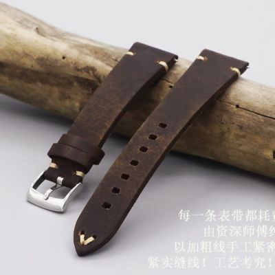 High Quality vintage Genuine Leather Watchband 20mm*16mm Calf Leather Watch Band Strap Bracelet Accessories Handmade Wristband