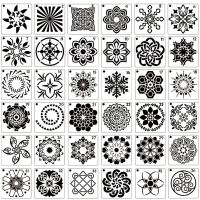 36/56 ชิ้น/เซ็ต PET Hollow Out Mandala Stencils ภาพวาดดอกไม้แม่แบบ DIY หัตถกรรมการวาดภาพแม่แบบผนังสีสเปรย์ตกแต่ง-zhedun82