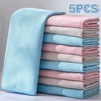 【hot】 5Pcs Anti-Grease Scale Dishcloths Microfiber Washing Rags Pan Pot Dish Cleaning Non-stick Wiping Cloths