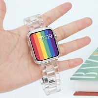 Transparent Resin strap for apple watch band 42mm 40mm correa 44mm 38mm Clear steel bracelet iwatch series 8 7 6 4 SE 41mm 45mm Straps