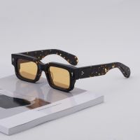 【LZ】﹊✤  High Quality Jacques Retro Vintage Rectangular Polygon Acetate Frame Astaire Men Marie Women Sunglasses Mage Optical Color Lens