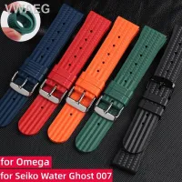 Tali Jam Tangan Silikon คุณภาพสูงของแท้สำหรับนาฬิกา Omega สายอ่อนสำหรับนาฬิกา Seiko 007กันน้ำอุปกรณ์สายรัดนาฬิกายางสำหรับผู้ชาย20มม. 22มม.