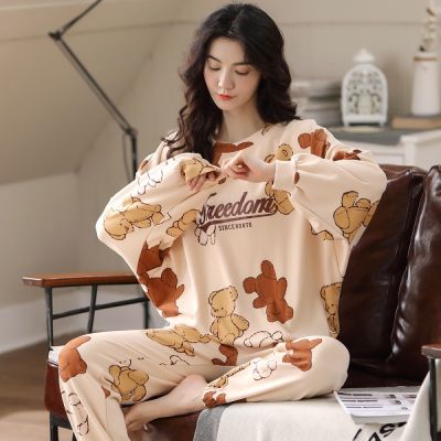 【jw】☈  Womens Sets Cartoon Pyjamas Loungewear Sleepwear Pijamas Mujer 2 Piece Pjs Homewear