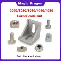 5Sets EU 2020 3030 3060 4040 4080 Corner Code Corner Piece Screw Nut Set Right Angle Connector Tight Fixed Aluminum Accessories