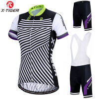 X-Tiger Pro ชุดเสื้อผ้าปั่นจักรยานของผู้หญิง,ชุดเสื้อเจอร์ซีย์สำหรับปั่นจักรยานแห้งเร็วผ้าโพลีเอสเตอร์100% สำหรับฤดูร้อน