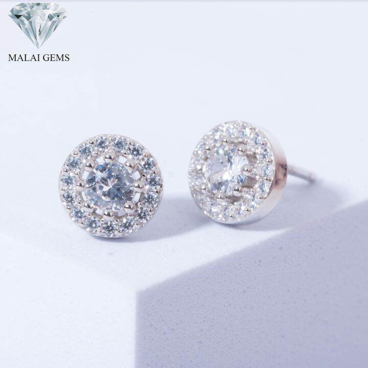 malai-gems-ต่างหูเพชร-เงินแท้-silver-925-เพชรสวิส-cz-เคลือบทองคำขาว-รุ่น-155-40e0037-แถมกล่อง-ต่างหูcz-ต่างหูเงินแท้