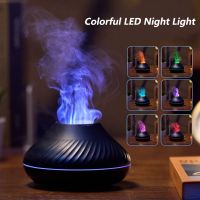 2022 New Volcanic Flame Aroma Diffuser Essential Oil Lamp 130ml USB Portable Air Humidifier with Color Night Light Fragrance Hom