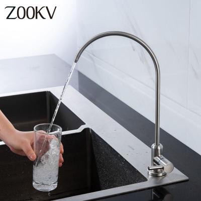 Zookv ครัว 304 สแตนเลสเดี่ยวจับก๊อกน้ำห้องครัวเสาอ่างล้างจานแตะสามารถเชื่อมต่อเครื่องกรองน้ำ K08