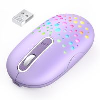 Jelly Comb Wireless Mouse Rechargeable Ergonomic USB Mouse Slim Cordless Mice for Laptop PC Purple Pink Mouse for Computer Basic Mice