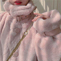 Fluffy Coat/ น่ารักเลียนแบบกระต่ายขนสัตว์รถจักรยานยนต์หญิงฤดูใบไม้ร่วง/ฤดูหนาวทุกอย่างหนาสุทธิสีแดงอ่อนโยนลมหลวมฤดูหนาว Imitation Fur Coat/Overcoat