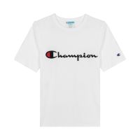 เสื้อยืดแขนสั้นสำหรับผู้ชายและผู้หญิง Champion T-Shirt Cursive Logo Round Neck Short Sleeve T-Shirt