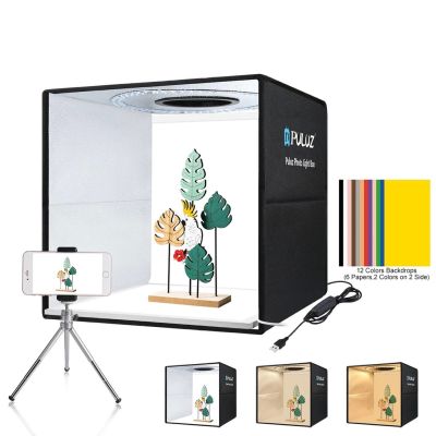 ์NP จัดส่งฟรี Puluz Studio Box 40X40 CM ตู้ถ่ายภาพสินค้า 40 เซนติเมตร ไฟ LED และฉากหลัง 12 สี