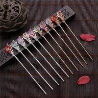 【cw】 Chinese Hanfu Hair Stick Metal Glaze Fork Chopsticks Hairpin Woman Jewelry Clip AccessoriesTH