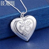 DOTEFFIL 925 Sterling Silver 18 Inch Snake Chain Love Heart Photo Frame Necklace For Women Fashion Wedding Party Charm Jewelry