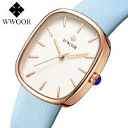 WWOOR Đồng Hồ Nữ Mới Đồng Hồ Da Vuông Thời Trang Thương Hiệu Sang Trọng