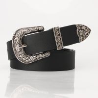 New Carve Pu Pin Buckle Belt Women Fashion Black Silver Buckle Thin Belts Female Jeans Dress Waistband Brand Design 2022