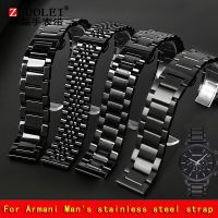 For Armani Stainless Steel Black Matte Steel Watch Strap Male AR1895 1509 0389 1452 1981 Men Solid Metal Brushed Mesh Watchband