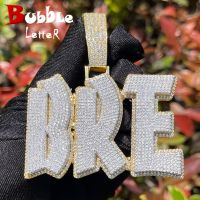 Bubble Letter Custom Hip Hop Pendant Iced Out Micro Pave Zircon Double Layer Personalized Name Necklace Women Customized Jewelry Fashion Chain Necklac