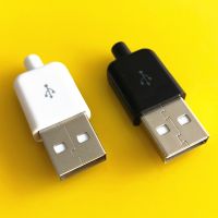 5Pcs/Lot USB 2.0 Male Connectors Plugs  Black White Welding Data OTG Line Interface DIY Data Cable Accessories YT2154BWires Leads Adapters