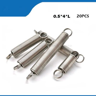 【LZ】 Spring 20PCS 0.5 x 4mm 0.5mm stainless steel Tension spring with a hook extension spring length 10mm to 60mm
