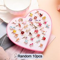 【CC】✗✸∋  10pcs/lot Childrens Cartoon Rings Bow Set Kid Color