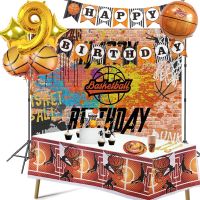 【JIU YU】✹✘✌  Basketball Club Conjunto De Talheres Descartáveis Sport Boy Entusiasta De Basquete Decoração De Festa De Aniversário 1 a 9 Anos