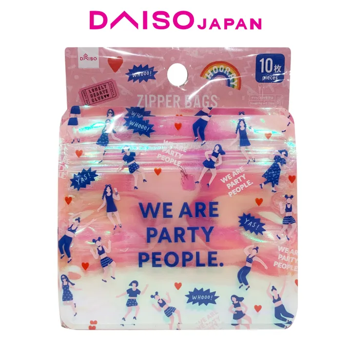 Daiso Pink Party People Print Resealable Bags 10pcs | Lazada PH