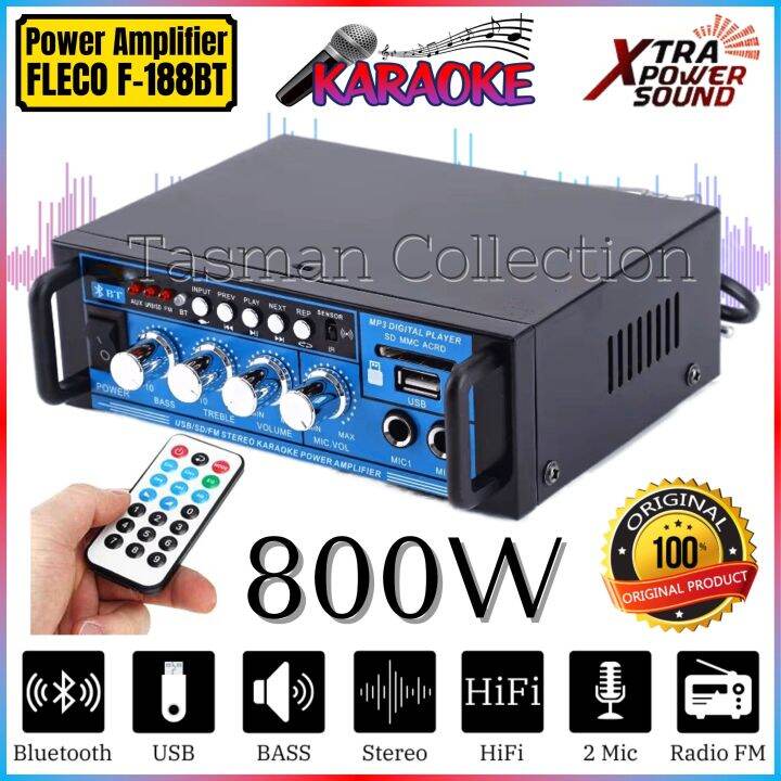 Power Amplifier AC-DC Stereo Bluetooth USB Radio // Amplifier Fleco F ...
