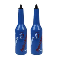 2X Flair Bartender Bartending Practice Bar Pub Bottle Wine Cocktail Shaker - Blue