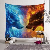 【cw】 Animals Wolf Tapestry Background Psychedelic Wall Hanging Tribal Animal Sheets Wolf Tapestry Home Decor Beach Mat