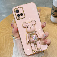 YiaMia Soft Case สำหรับ VIVO Y21 Y21S Y21A Y21T Y33S Y33T Y31 2021 Y51 2020 Y02S 4G Y16 4G Y22 Y35 Y77แฟชั่นน่ารักสีชมพูหมีรุนแรงผู้หญิงเคสโทรศัพท์6D Electroplated Soft TPU Precision กล้องฝาครอบป้องกันโทรศัพท์