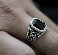 Mens Vintage Mayan Civilization Totem Black Gemstones Rings Punk Party Engagement Wedding Banquet Personality Fashion High