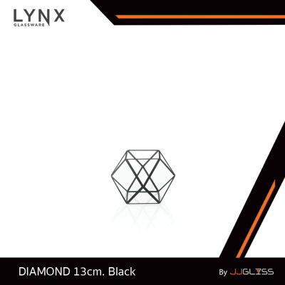 LYNX - DIAMOND 13cm. Black - แจกันกระจก ทรงเรขาคณิต ตกแต่งบ้านสมัยใหม่และมีสไตล์ สูง 13 ซม. ไม่สามารถใส่น้ำได้