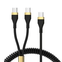 PD Car Spring Telescopic Type C ถึง/USB- CAndroid 2 In1 Data Cable For Android Phone Charging Cable Adapter Connector