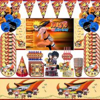 Lennie1 Uzumaki Narutoed Ninja Anime Cartoon Game Party Supplies Kids Birthday Disposable Tableware Tablecloth Baby Shower Decor