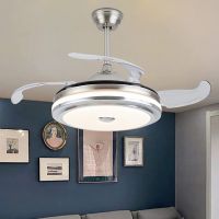Modern Ceiling Fan with Light with Remote Control Dimmable LED Chandelier Ceiling Fan Invisible for Living Room Chrome Silver Exhaust Fans