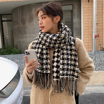 [COD] 2022 new scarf womens autumn and winter Korean version of the all-match plaid thickened student mens imitation cashmere to keep warm