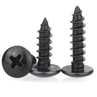 Large flat head self-tapping screw umbrella flat head screw black mushroom head wooden teeth self-tapping bolt nail M3M3.5M4M5 Screw Nut Drivers