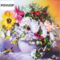 Povuop 3d Intergards ริบบิ้นเย็บปักถักร้อย60X50ซม. ภาพวาด3d พิมพ์งานปักครอสติช