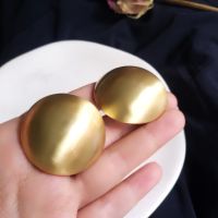 【YP】 3CM New Fashion Gold Color Matte Metal Stud Earrings Minimalist Round Coin Weddings Jewelry