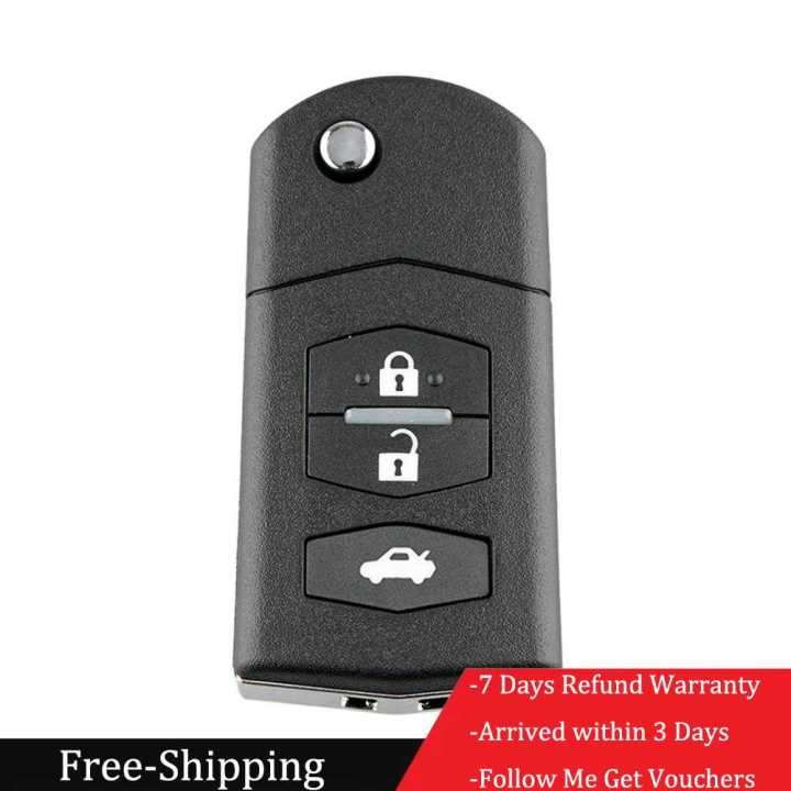 มาถึงภายใน 3 วัน]Car Remote Key Shell 3 Button Flip Folding Key Case Blank  for Mazda 2 3 5 6[คืนสินค้าได้ภายใน 7 วัน]