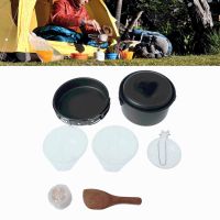 Portable Camping Cookware Backpacking Cooking Picnic Bowl Pot Pan 8pcsSet X7YD