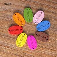 SHINE Wood Sewing Button Scrapbooking Oval Hand made Word Multicolor Mixed Two Holes 19x12mm 50 PCs Costura Botones Decorate Haberdashery