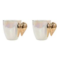 2X Gold-Plated Handle Angel Wings Coffee Cup White Ceramic Office Home Tea Milk Porcelain Cup Couple Gift Decoration