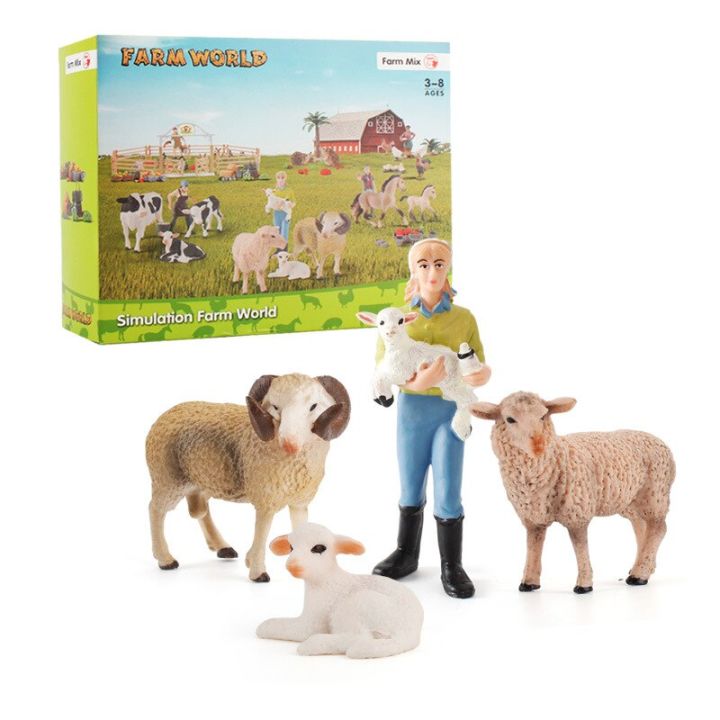 23new-simulation-farm-animal-poultry-animal-husbandry-model-suit-solid-static-shepherd-horse-pig-worker-combination-sand-table