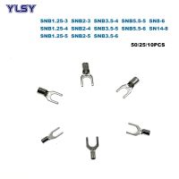 50/25/10Pcs Spade Bare Crimp Terminal Electrical Naked Wire Cable Connector SNB1.25 SNB14 Cord End Ferrules 22 6AWG 0.5 16mm²