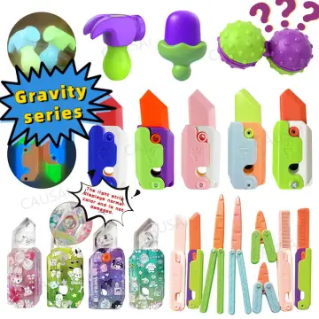 3 Printing Gravity Jump Led Flash Radish Knife Mini Model Push Card  Decompression Toy Student Prize Kid Gift